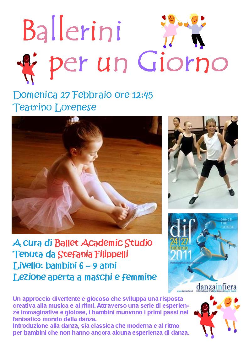 lezione Ballerini per un Giorno a Danza in Fiera domenica 27 febbraio, ore 12:45, per bambini e bambine dai 6 ai 9 anni